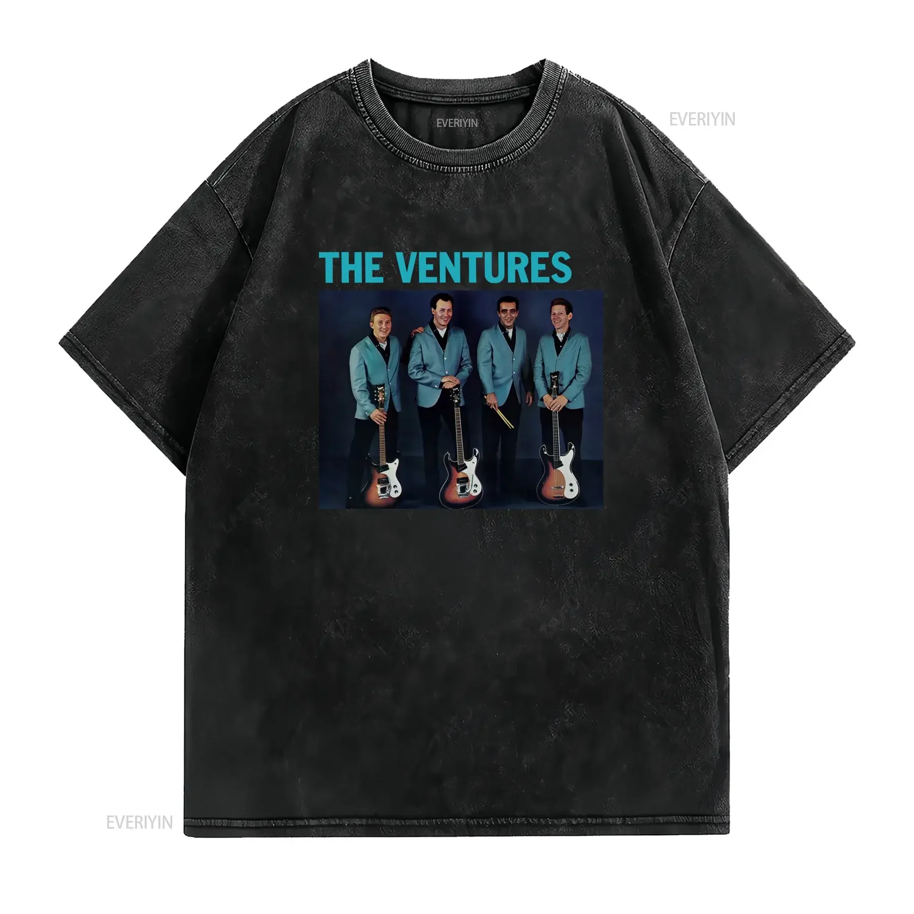 Camiseta unisex vintage con The Ventures vintage Washed homme streetwear Breathable Casual Stretched Versatile Comfortable