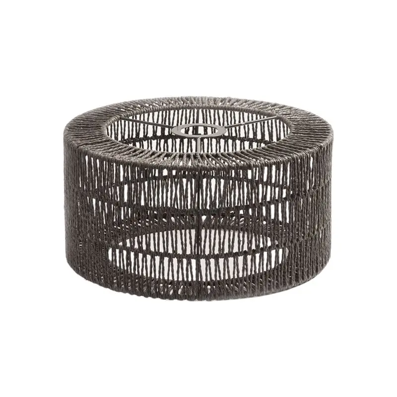 B08B-Rattan Lamp Shade, Boho Woven Lampshade For Pendant Light Chandelier Floor Lamp Black