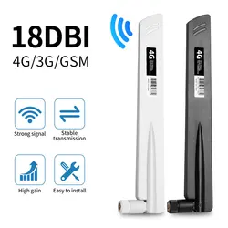 Antena 4G de alta ganancia, 2 piezas, 18dBi, 700-2700MHz, SMA macho para tarjeta de red inalámbrica, enrutador Wifi, sensibilidad de señal