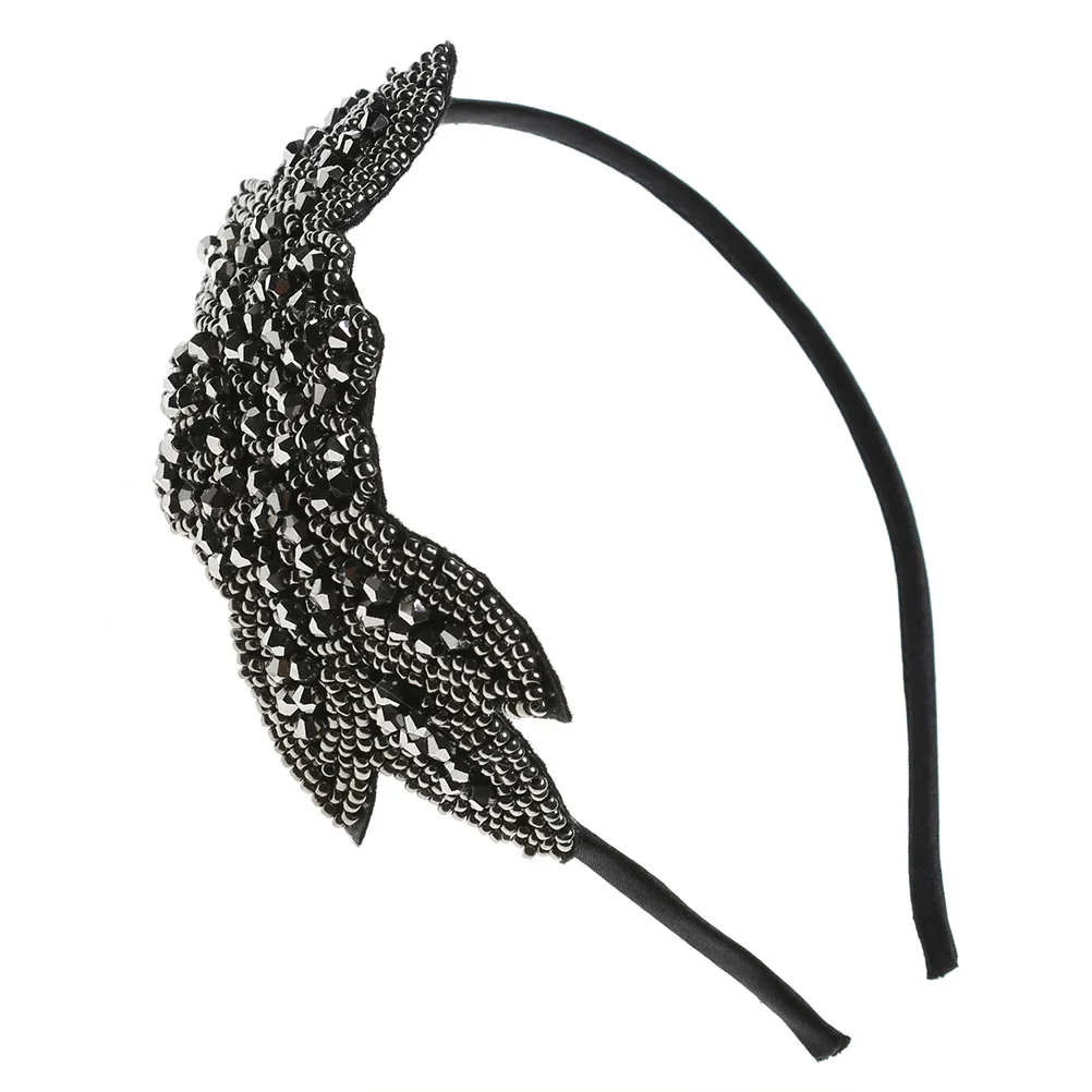 

1920S Vintage Beads Hairband Black Comfortable Lightweight Party Headwear Wedding Performance Hair Accessory Photo Props