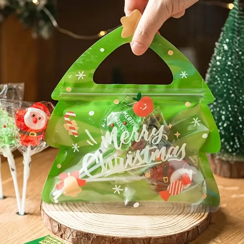 20/10PCS Weihnachten Geschenk Taschen Halloween Süßigkeiten Verpackung Für Kekse Cookies Schokolade Weihnachten Festival Party Wiederverwendbare Druckverschlussbeutel – Detail 4