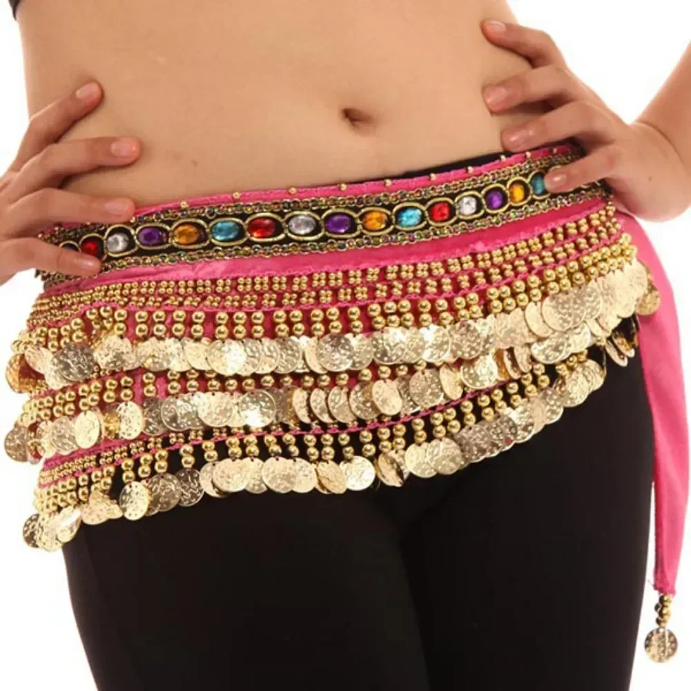 Donne Danza Del ventre Wrap Bellydance Coin Belt velluto Tribal Dance Costume Danza Del Vientre Belly Hip sciarpa Gypsy