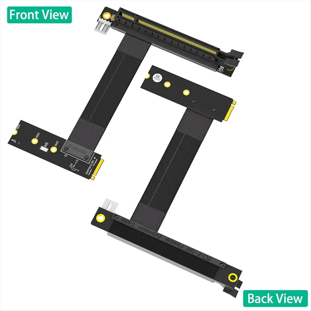 6Pack X(Riser Cable M.2 NVME to PCIE X16 Adapter Graphics Extension Cable 90 Degree PCI Express 3.0 16X to M Key Riser Cable