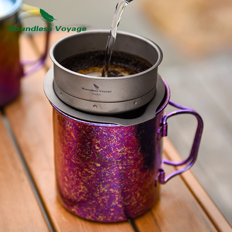 Boundless Voyage Ultralight Titanium Cup with Lid Outdoor Camping Folding Water Tea Coffee Cup Colourful Teacup 15oz Ti3055D