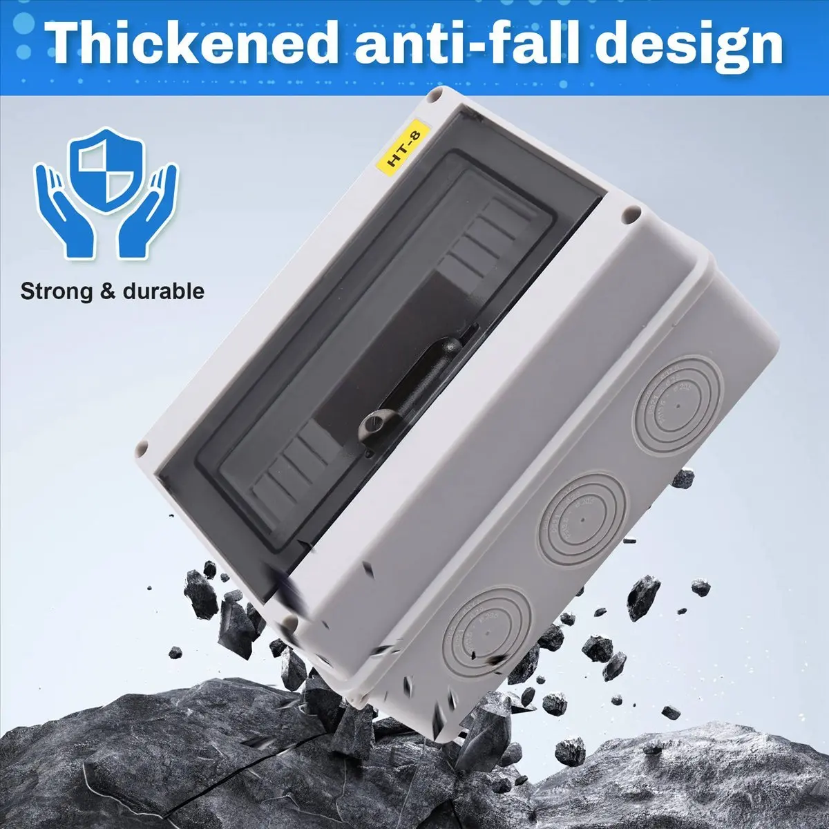 【2923 Popular】HT-8 Way IP65 Mcb Breaker Box Distribution Protection Box Power Electronic Din Rail Enclosure for Circuit Breaker