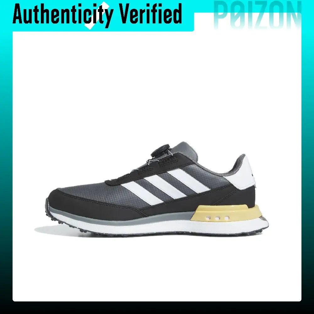 Adidas Slip Resistant Abrasion Resistant Low top Golf Shoes Men's Gray Black Wide Fit ID8702