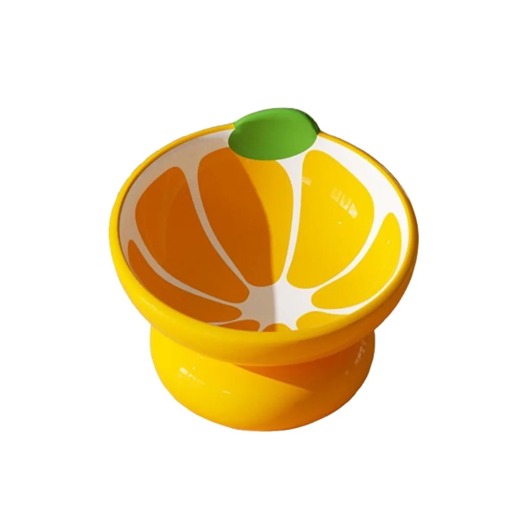 

Hand Painted Ceramic Raised Cat Bowl Fruit Series High Foot Anti Vomiting Cat Bowl Neck Protection Oblique Mouth Tilted Cat Dish