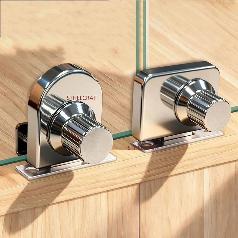 Knob Type Keyless Glass Lock Stainless Steel Glass Door Lock Toy Display Pet Storage Cabinet Door Locks Furniture Hardware