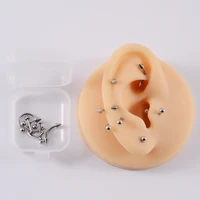 12 pièces/ensemble acier chirurgical couleur argent plaqué or noir arc-en-ciel oreille nez sourcil Labret ensemble de bijoux de perçage de base 8mm 4
