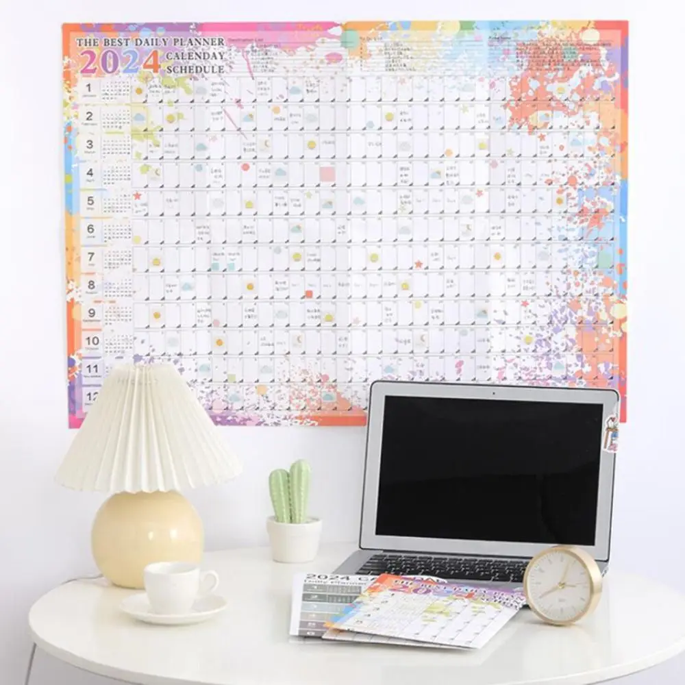 

2024 Calendar Daily Schedule Planner Sheet Cute Wall Calendar Yearly Weekly Annual Planner To Do List Agenda Organizer Office