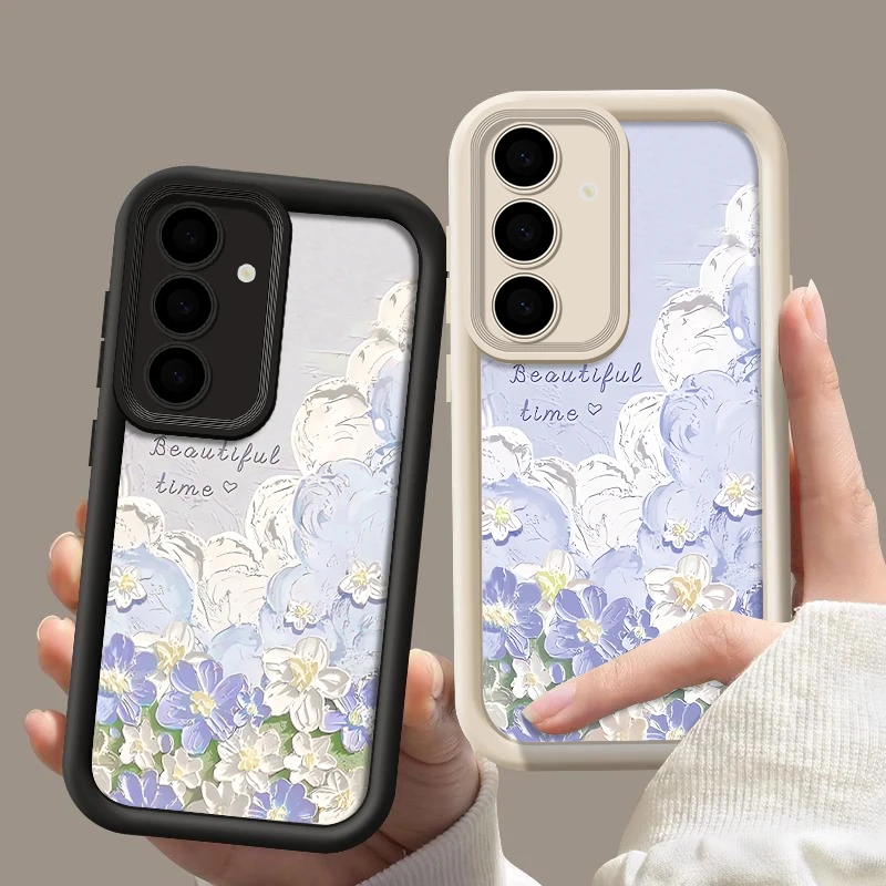 Floral Flowers Case For Samsung Galaxy S25 S24 S23 S22 Ultra Plus S24 FE A17 A55 A56 A14 A15 A54 A34 A36 A26 Silicone Soft Cover