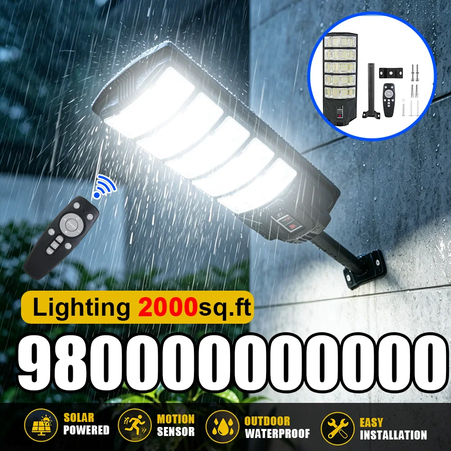 最も強力な超高輝度ソーラーledライトリモコンモーションセンサー屋外ソーラーウォールランプ防水街路ガーデンライト