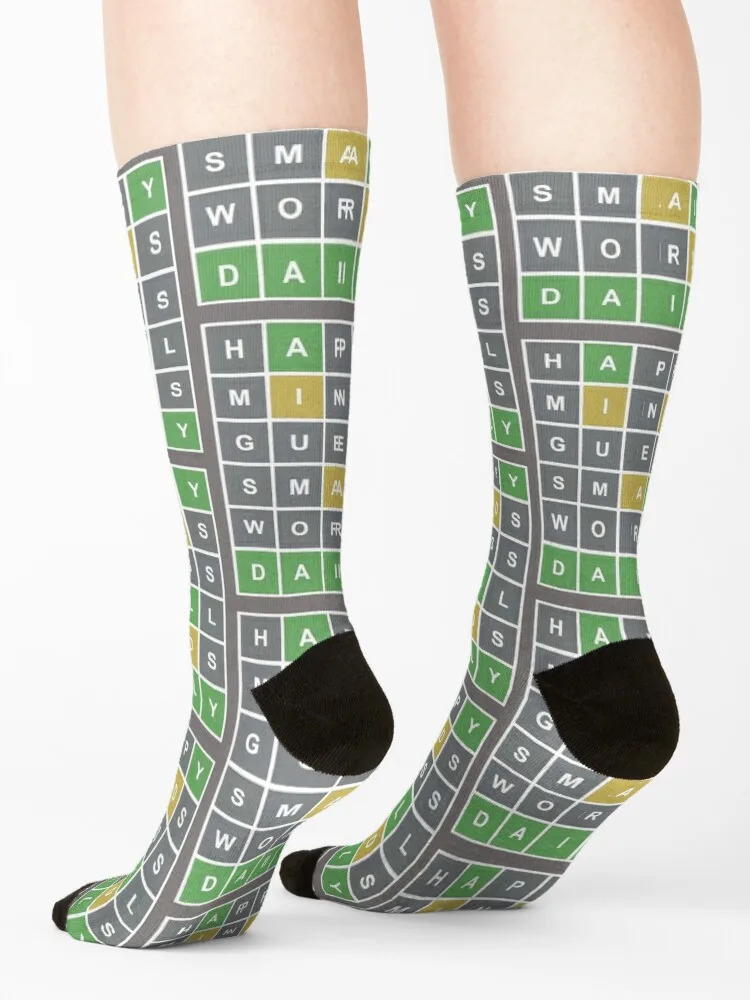 Happy Minds Guess Small Words Daily Wordle Game Socks Non-slip snow luxe crazy Women's Socks Men's