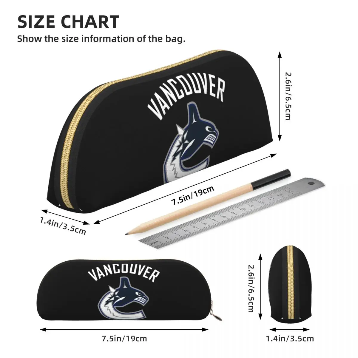 فانكوفر هوكي كانوكس الأساسية مقلمة نشطة قلم رصاص الحقيبة تخزين لوازم مكتبية صندوق القلم حقيبة أقلام رصاص للأطفال هدية