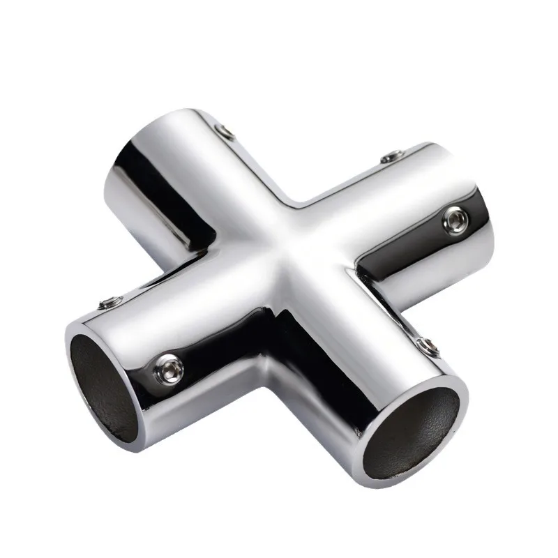 316 Stainless Steel Cross Pipe Connector Marine Yacht Four-way Round Tube Joint Boat Pipeline Connection Hardware Accessories