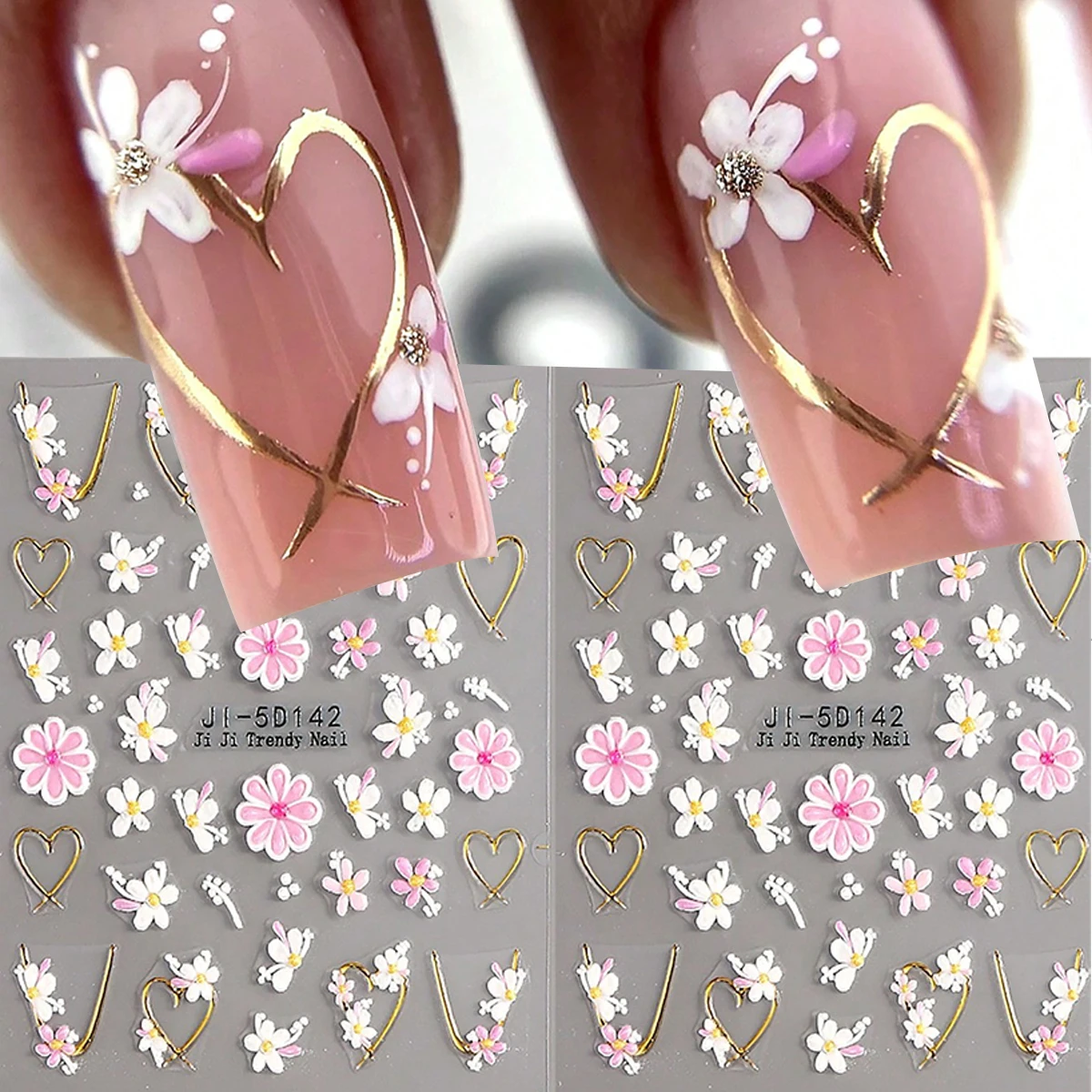    قطعتان من ملصقات الأظافر لتخفيف الزهور للربيع/الصيف، سهلة الاستخدام لتزيين الأظافر بنفسك والهدايا وتصفيف مكياج الحفلات والزفاف