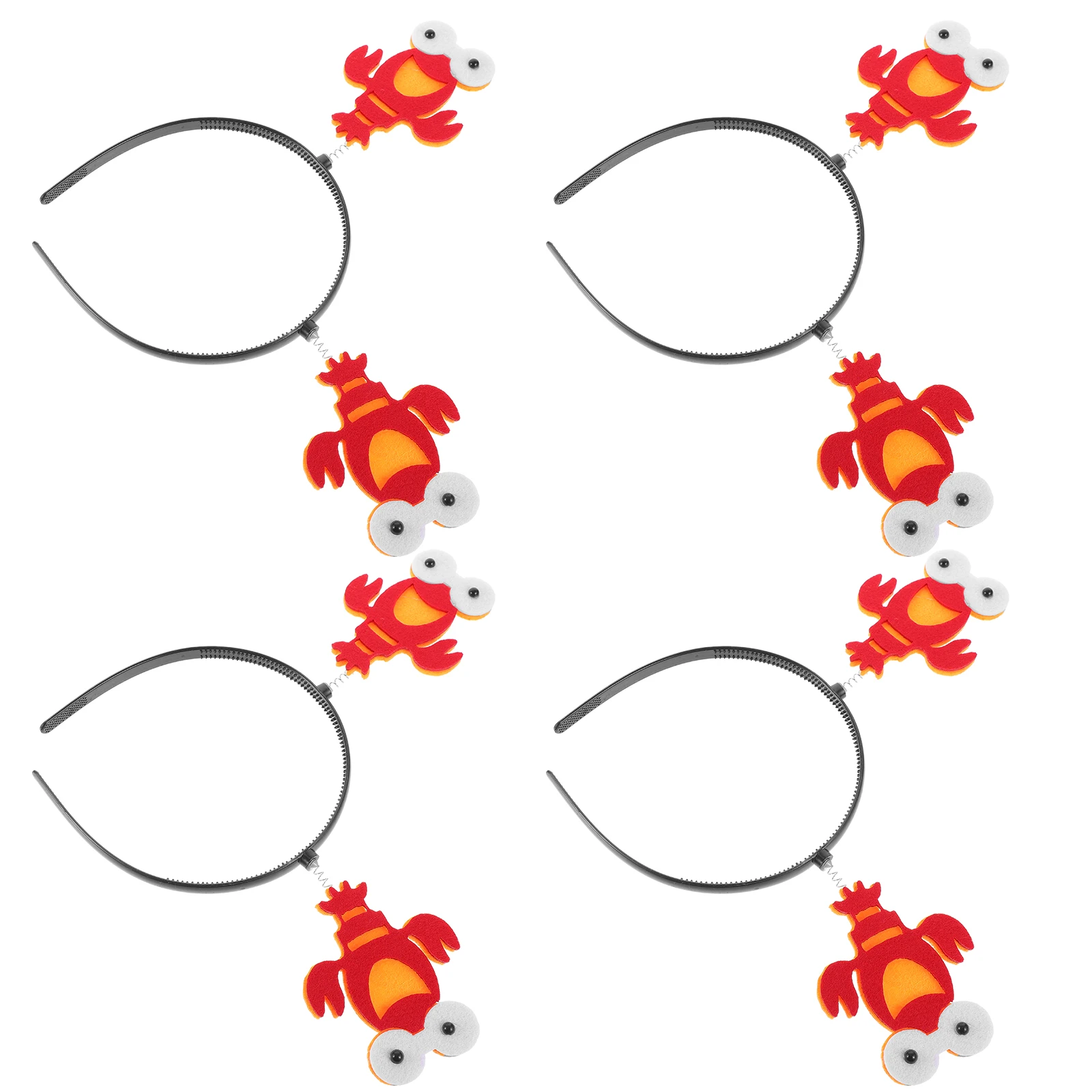 

8pcs Lobster Headbands Decorative Hair Hoop Ocean Animal Party Photo Prop Red Color Material Lightweight Design