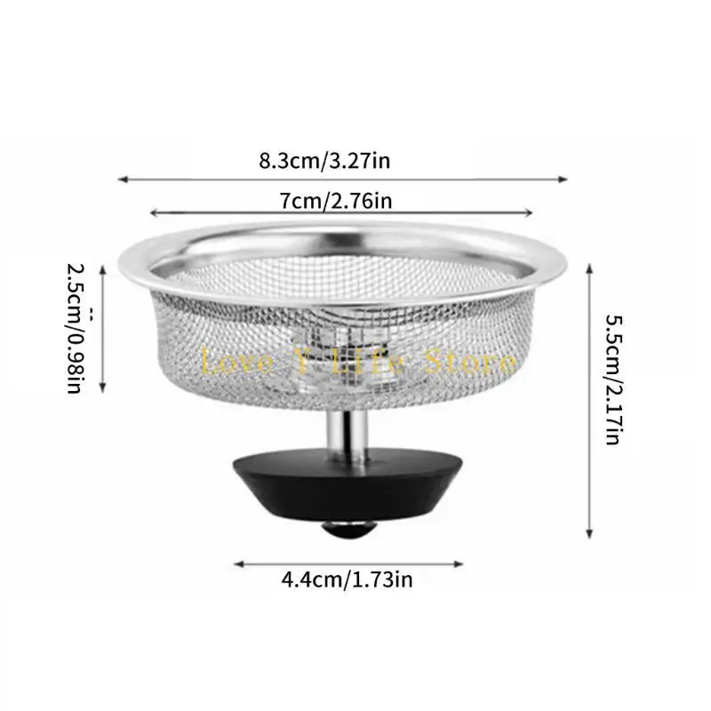 L74C 2pcs filtro del lavello da cucina Filtro per capelli in acciaio inossidabile Filtro in acciaio inossidabile per lavello