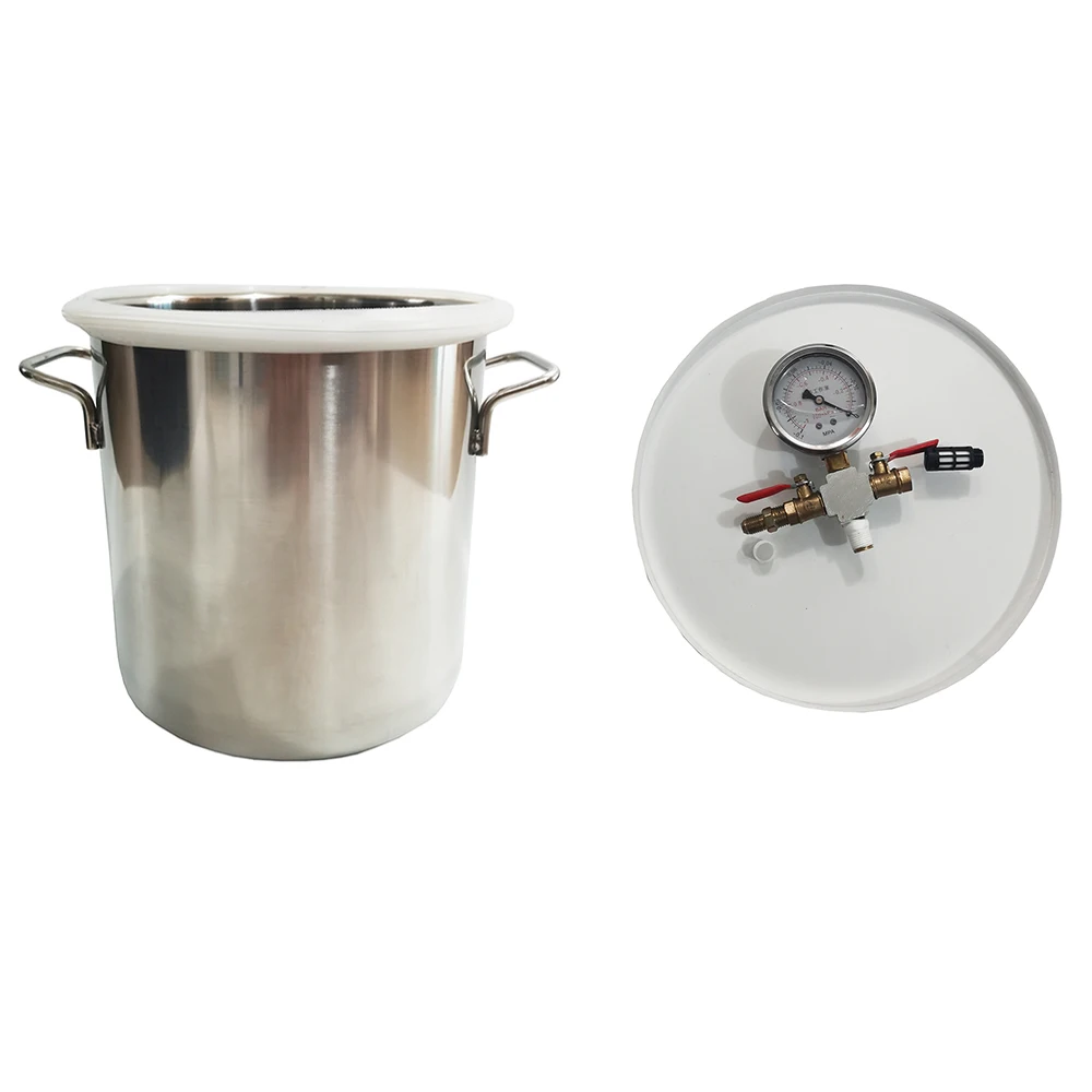 

20L Vacuum Chamber 304 Stainless Steel Degassing Tank 30x30CM Epoxy Resin Defoaming Barrel With Transparent Acrylic Lid