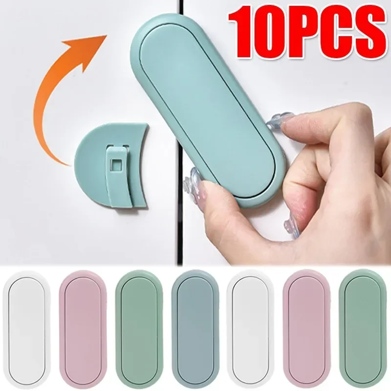 10/1PC Children's Drawer Safety Latch Plastic Security Protector Baby Anti Pinch Hand Invisible Lock Opposite Door Wardrobe Lock