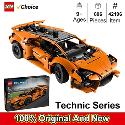 LEGO 42196 Technic Lamborghini Huracán Tecnica pomarańczowy zabawki do budowania dla dzieci Model samochód zestaw dla chłopców dziewcząt w wieku 9 lat