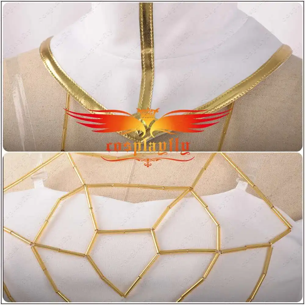 حار أفرلورد ألبيدو تأثيري فستان أبيض مثير حورية البحر فستان للنساء الصيف تنورة الكبار الملابس تأثيري حلي قرون + شعر مستعار