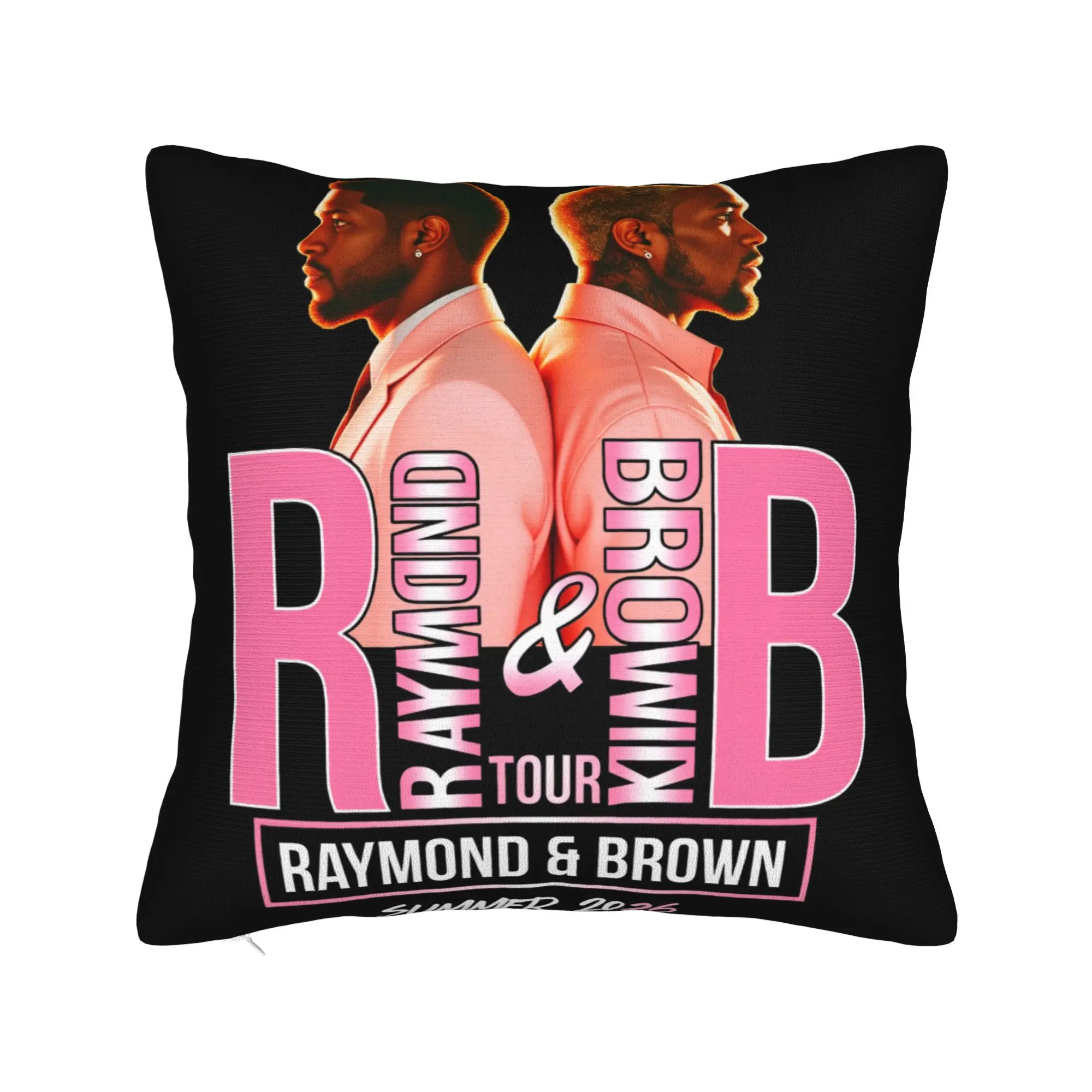 Chris Brown And Usher The Rb Tour Pillow Cover  Raymond And Brown Retro Pillow Case For Couch Sofa Bedroom Square Pillowcases