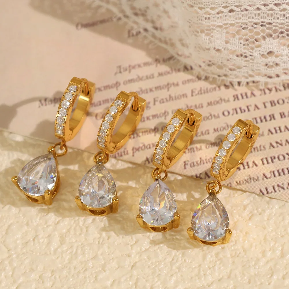 

Simple Retro Gold Zircon Earrings 316L Stainless Steel 18k Gold-plated, Waterproof and Non-fading Jewelry Earring 2024 New