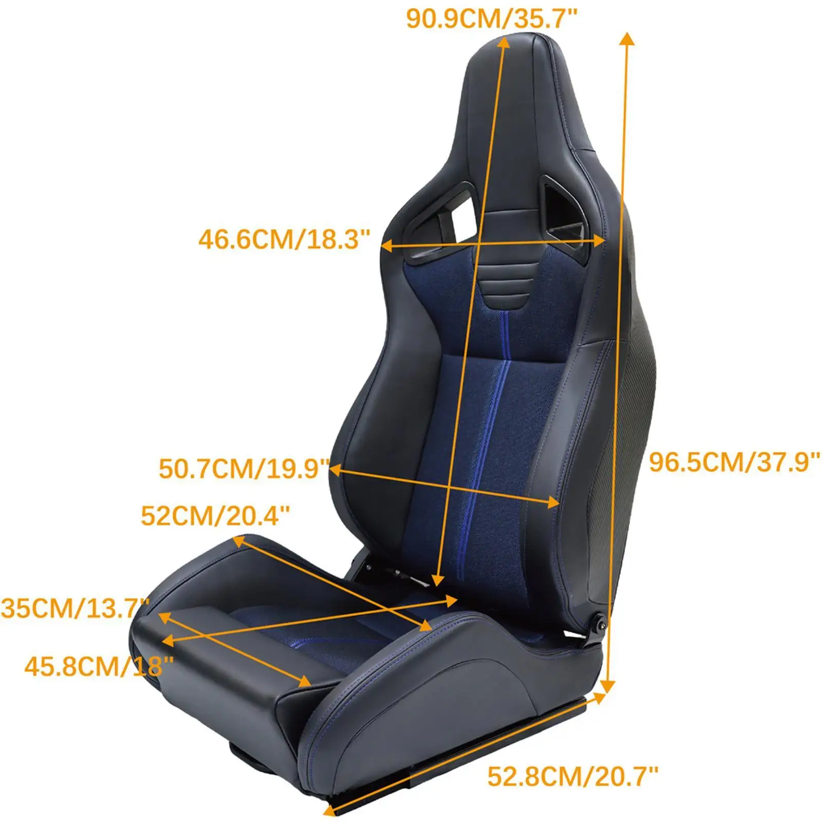 Sedile Auto Universale in Memory Foam, Design Ergonomico a Guscio, Blu con Barra Verticale Ricamata per Upgrade Auto