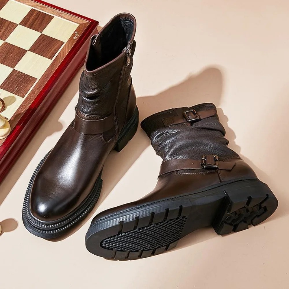 

Autumn and Winter Leather Fashion Men's Chelsea Boots Soft Leather Boots Classic Comfortable Fashion High Versatile Simple