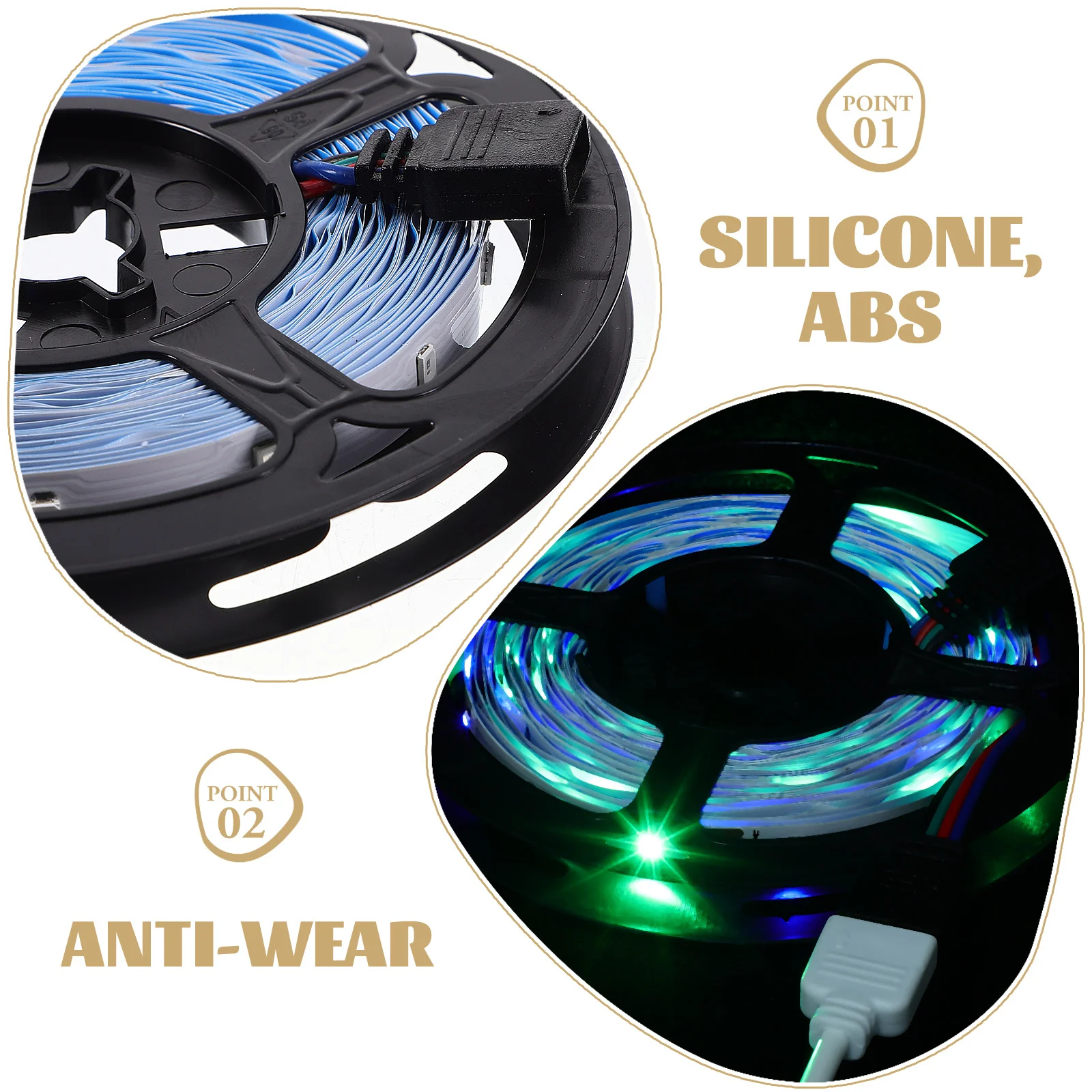 

1Set LED Light Strip Flexible Silicone ABS Material Durable Bendable Rope Light for Indoor Outdoor Decorative Lighting Us Plug