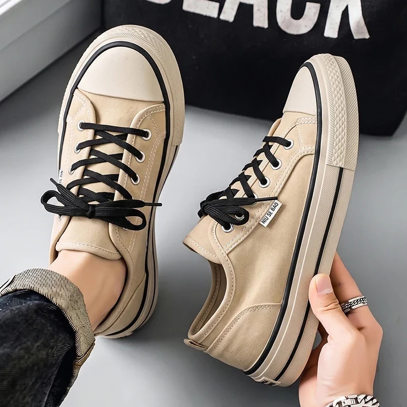 Classic Low-cut Canvas Shoes For Men Comfy Breathable Skateboard Shoes Man Sports Shoes Outdoor Non-slip Men's Vulcanized Shoes