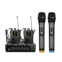 S1400 4-Channel UHF Wireless Lavalier Microphone for Live Performances and Conferences BT4.2 Reverb Handheld Style Microphone