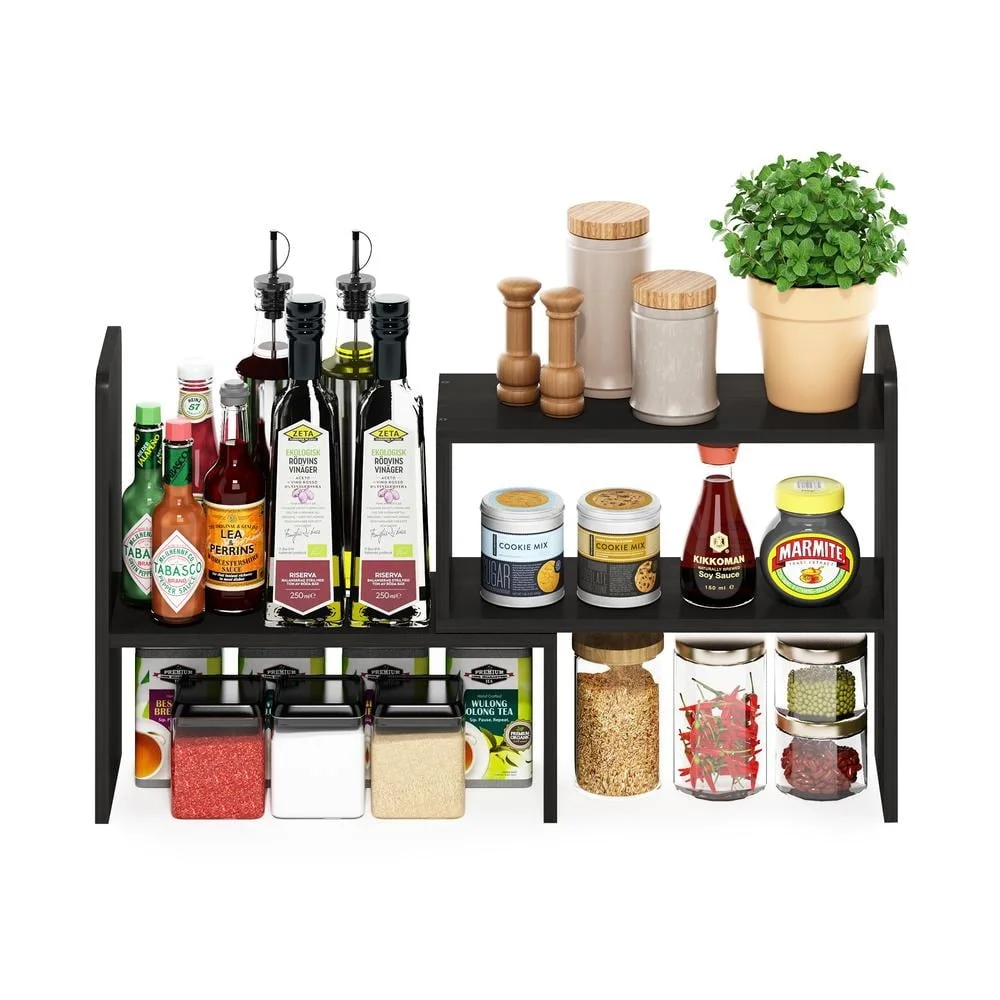 Desktop Organizer Bookshelf Wood Durable Storage Unit Adjustable Shelves Home Office Decor Easy Assembly Espresso Finish