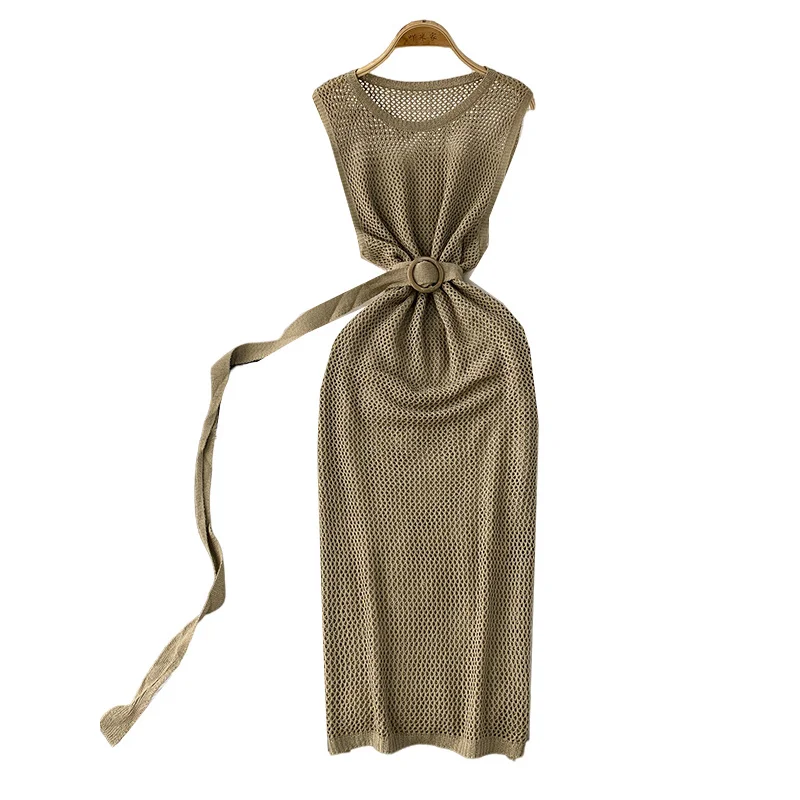 Boho ผู้หญิงฤดูร้อนถัก bodycon ผ้าพันคอชุดลําลอง Hollow OUT Beach Holiday Elegant Tunic PARTY Sheath vestidos