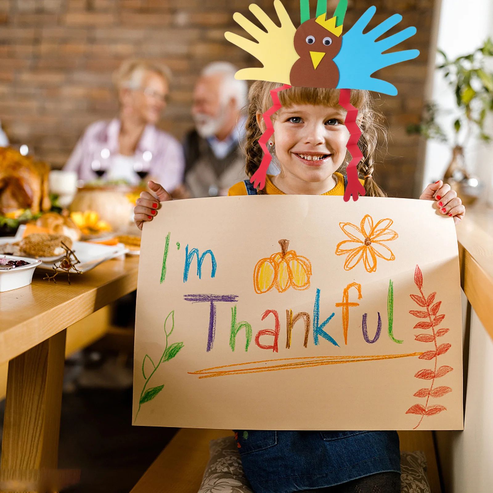 Kids Turkey Hat Elastic Stretchy One Size Fits Most Comfortable Thanksgiving Costume DIY Craft Turkey Hat for Kids