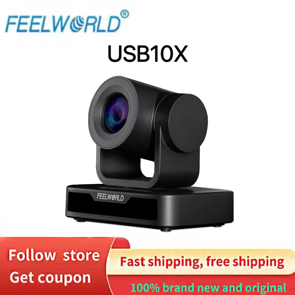 FEELWORLD USB10X PTZ Video Conference Camera 1080P USB with 10X Optical Zoom Remote Control for Business Meetings