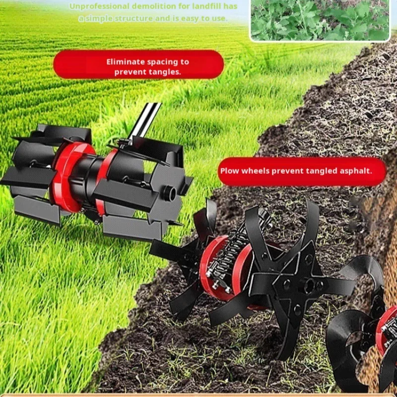 Soil Loosening Brush Lawn mower accessories straight knife and inclined knife assembly scarifier wheel ditching wheel