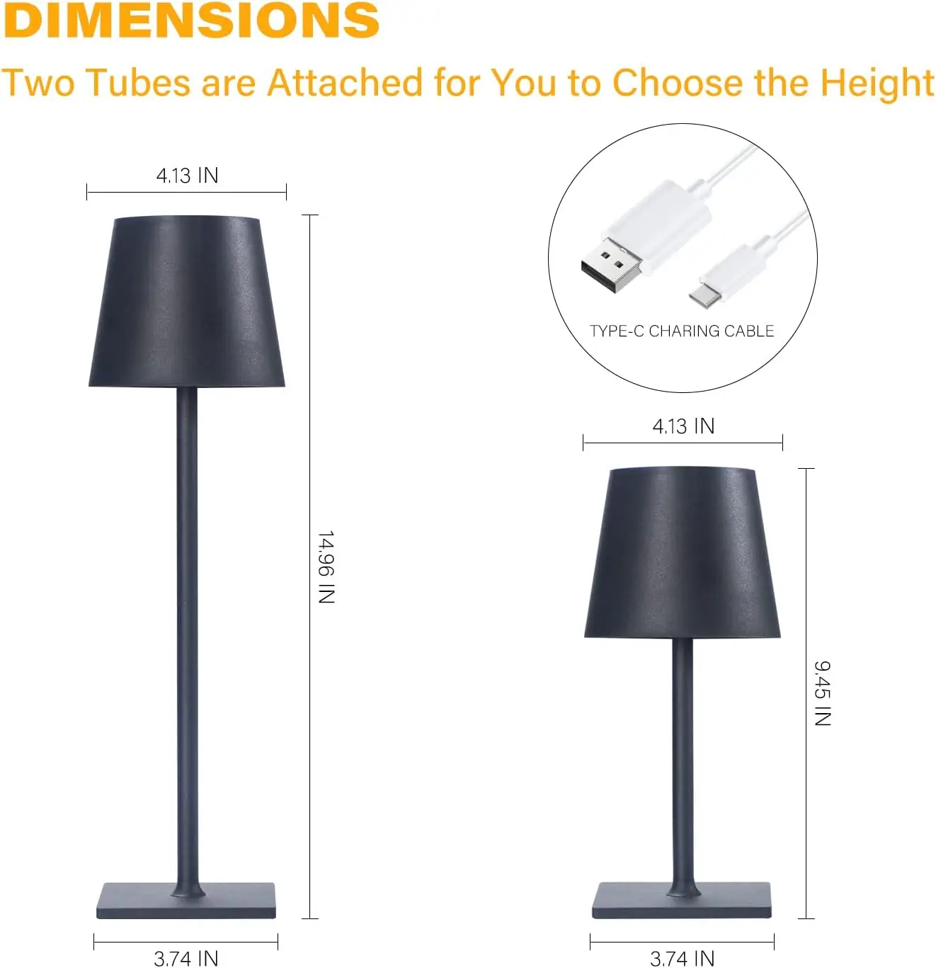 Cordless LED touch table lamp USB rechargeable table lamp dimmable suitable for bar restaurant atmosphere hotel bedroom coffee s image 4