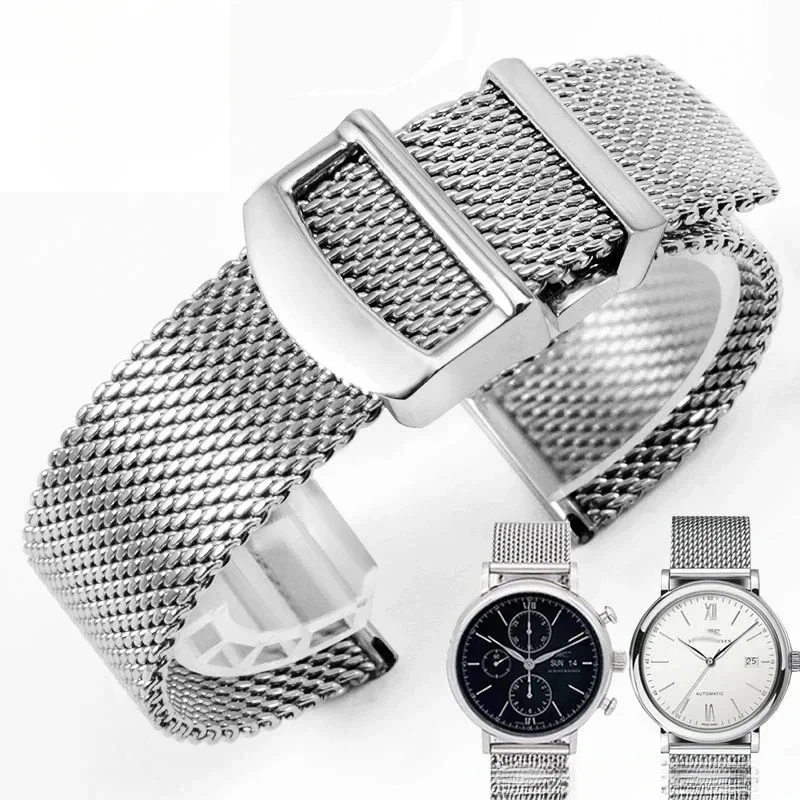 For IWC PORTOFINO PORTUGIESER Metal Strap Watch Accessories  Milanese Stainless Steel Watch Band Chain 20mm 22mm