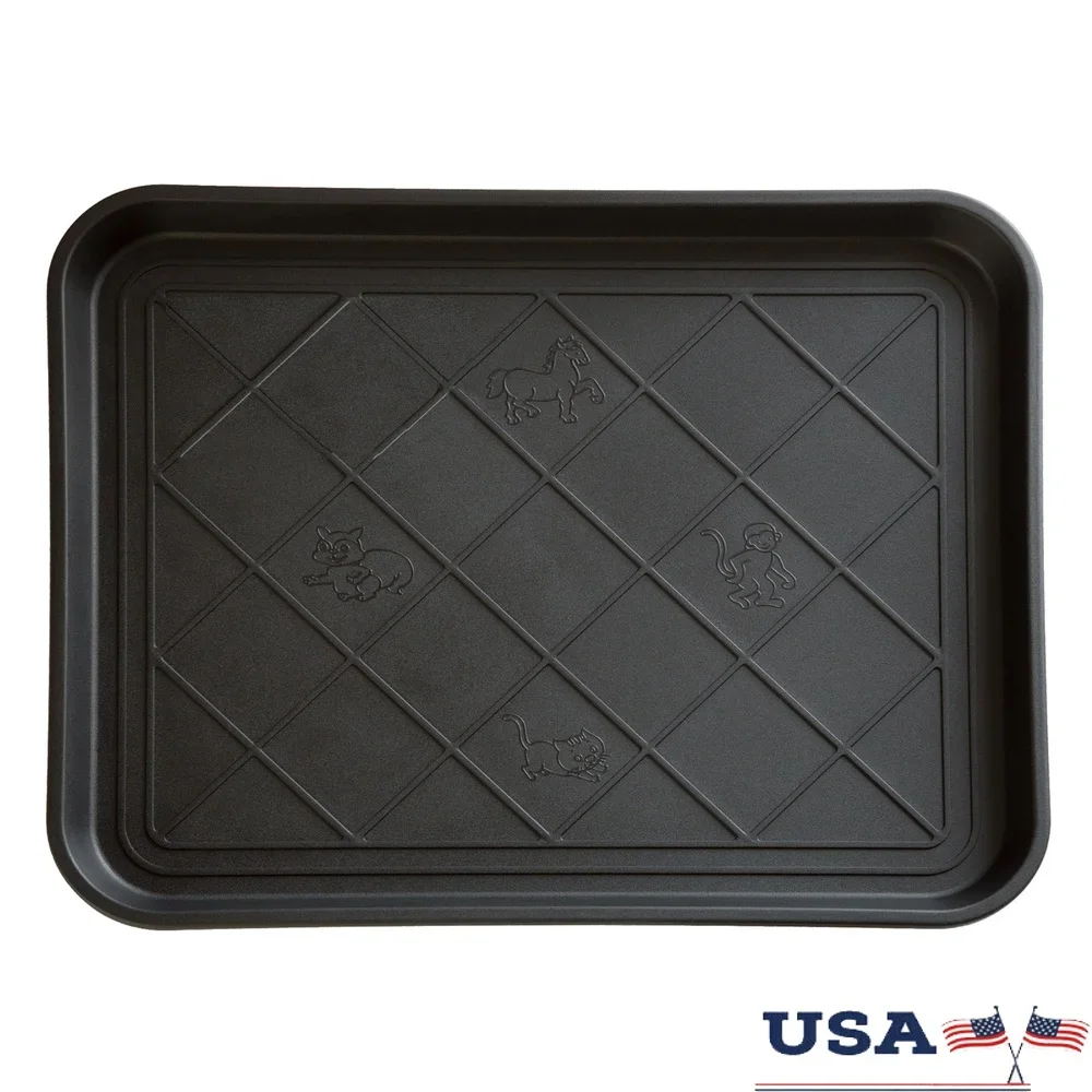 

All-Weather Indoor Outdoor Boot Tray Waterproof Raised Edge Shoe Mat Entryway Mudroom Porch Dog Food Tray 20x16 Inches