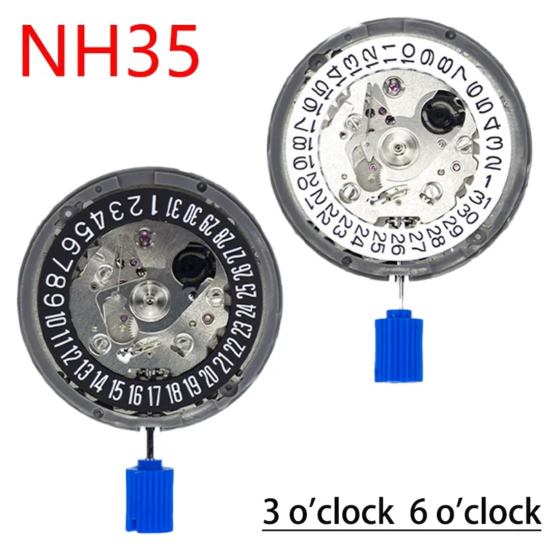 Japan NH35 NH35A Movement Automatic 24 Jewels Mod Mechanical Watch Movement NH35 NH35A Mechanism Hands Date At 3:00 6:00