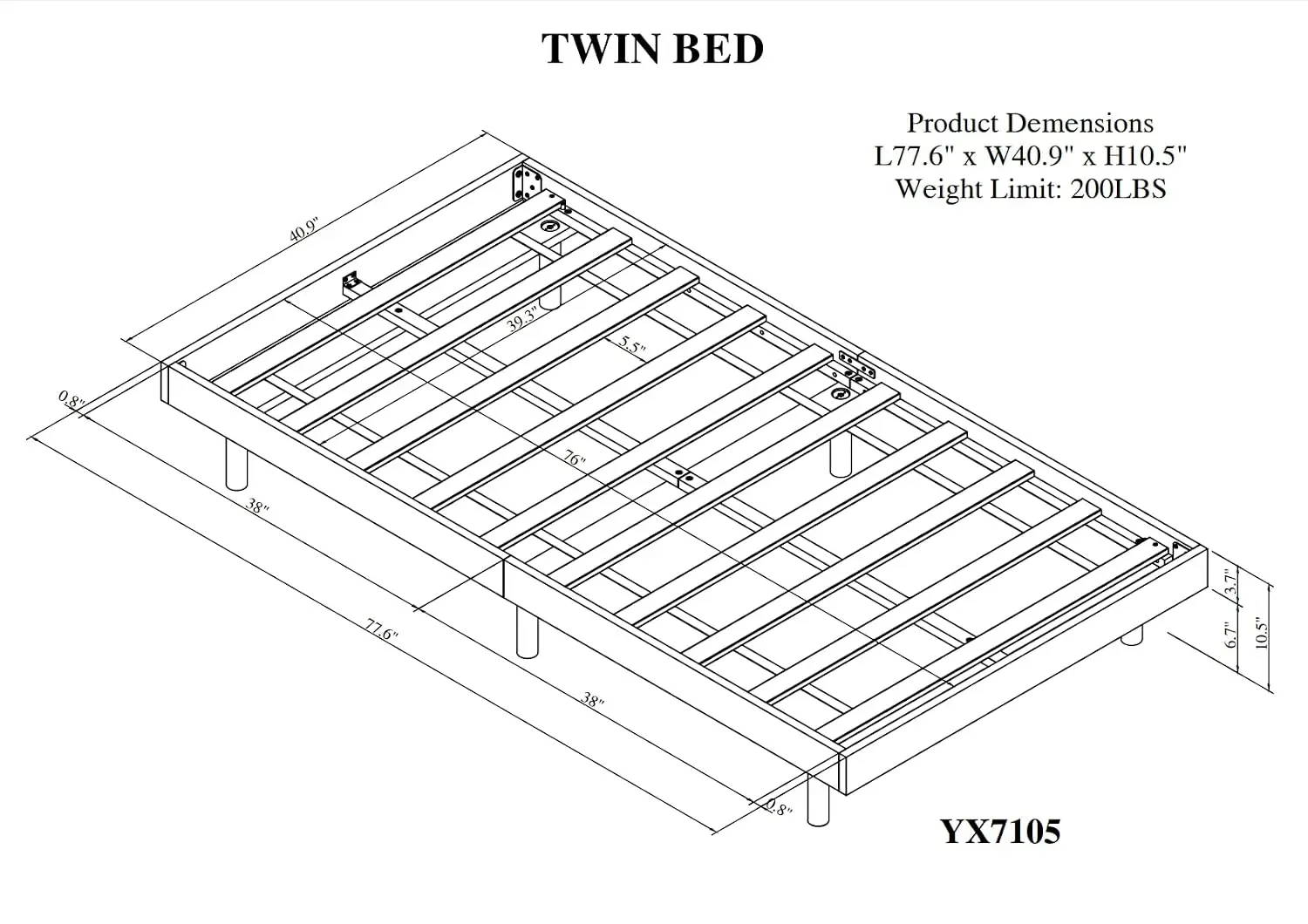 Modern Twin Floating Platform Bed Frame Grey, Customized
