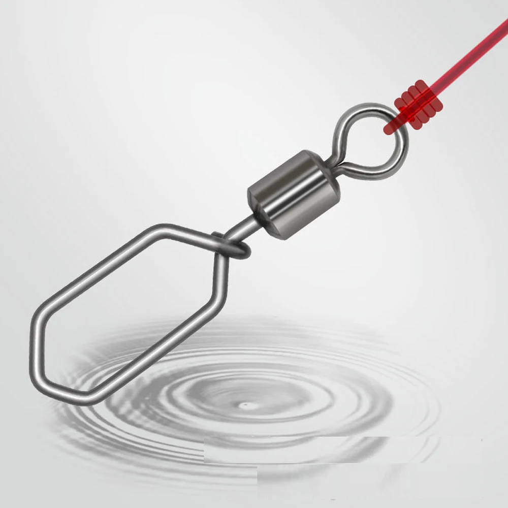 60PcsFishing Swivels Snap Hooked Snap Stainless Steel Fishing Rolling Barrel Swivel Fishing Lure Connector Interlock Snap image 5