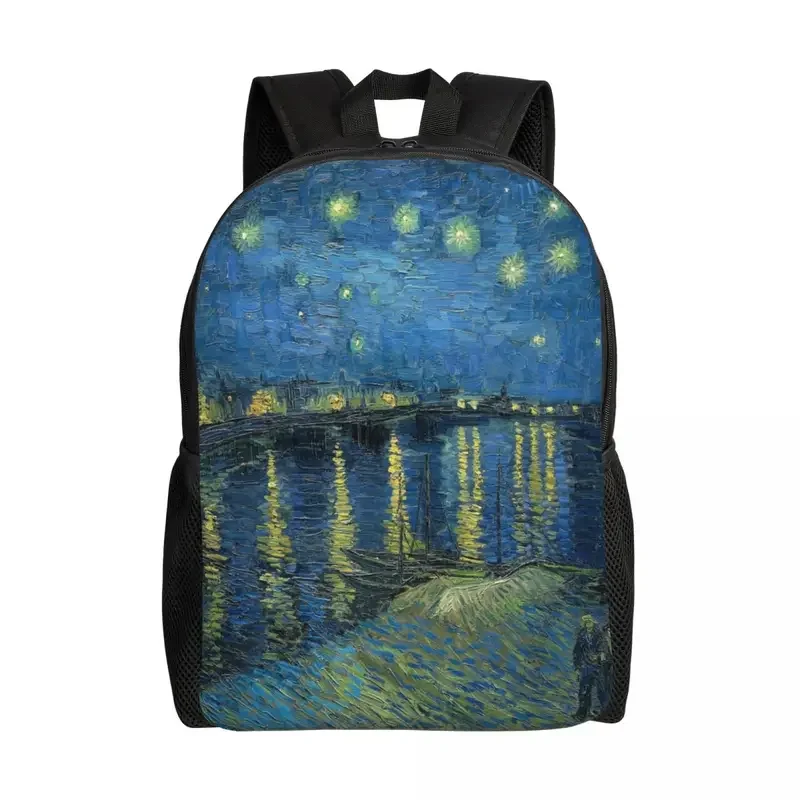 

Starry Night Over The Rhone Backpacks for Women Men College School Student Bookbag Fits 15 Inch Laptop Vincent Van Gogh Bags