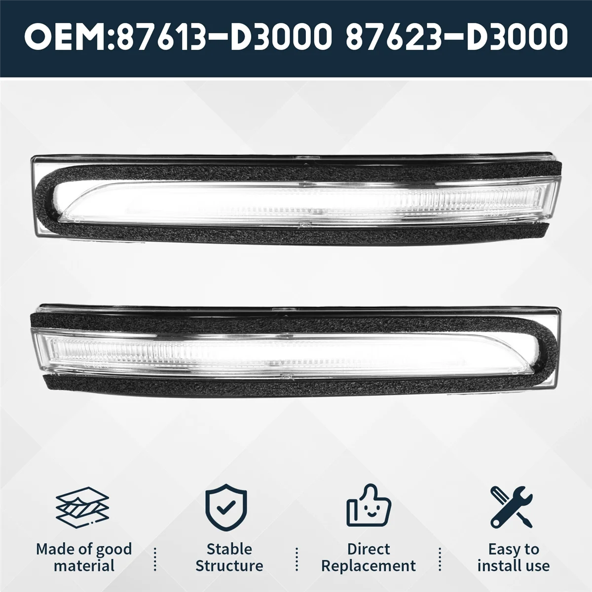 A02Q-Rearview Mirror Turn Signal Light for Hyundai Tucson 2016-2019 87613-D3000 87623-D3000