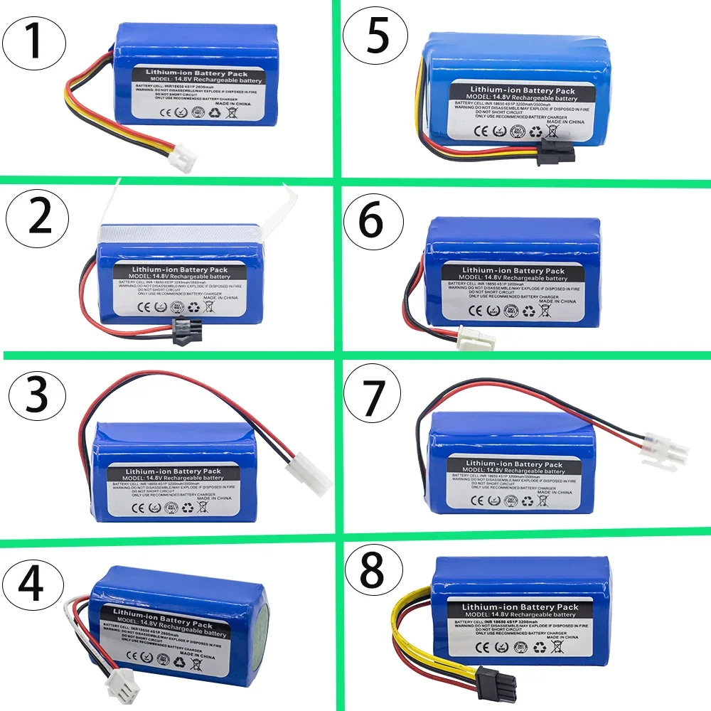 14.8V 4S1P,3200mAh 18650 Vacuum cleaner battery,For North Star, Veectroux,Conga Excellence,Xiaomi Mijia,iLife,Robovac,Liectroux