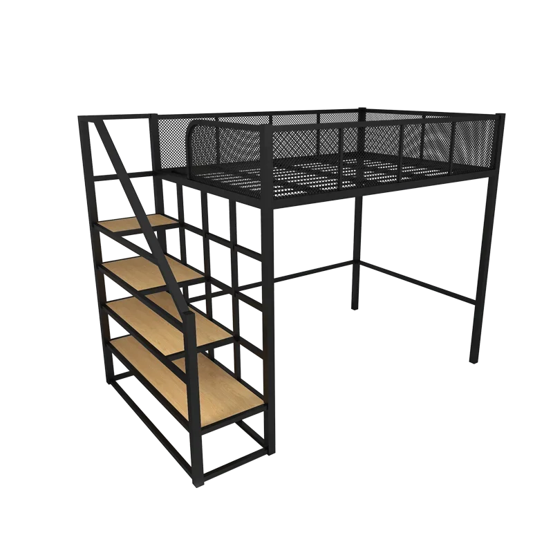 Nordic Iron Elevated Bed Apartment Saves Space On  Under Table Double Wrought Iron   Simple Multifunctional Retest Loft