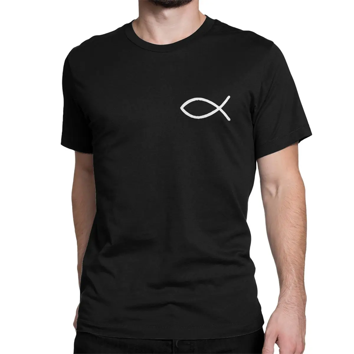 Men Women's Jesus Fish Ichthys Christian Symbol T Shirts 100% Cotton Clothing Leisure O Neck Tee Shirt Plus Size T-Shirts