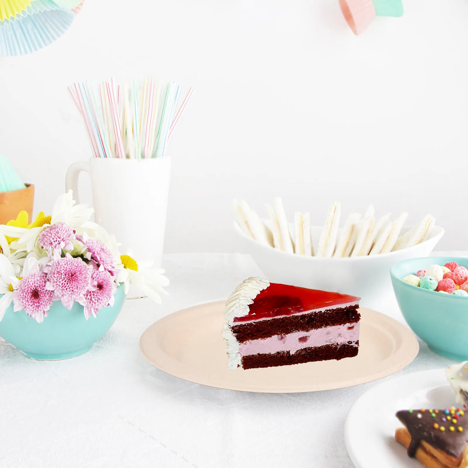 

50Pcs Oval Disposable Paper Plates Party Tableware Firm Pulp Cake Plate Multi-Function Dinner Plate Festival Dessert Platter